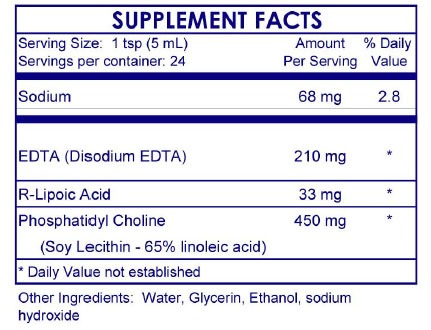EDTA with R Lipoic Acid Supplement Fact